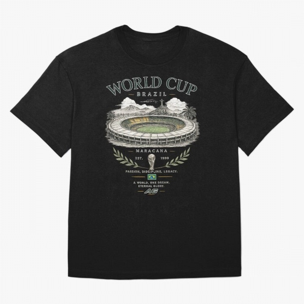 Brazil World Cup Maracana Streetwear Oversized T-Shirt Join FIFA World Cup 2026 Group Stage Spirit, with England, France and Netherlands, Neymar, Haaland and Cristiano Ronaldo, Retro Football Energy, Iconic Rivalries, Trophy Chase Drama and Stadium