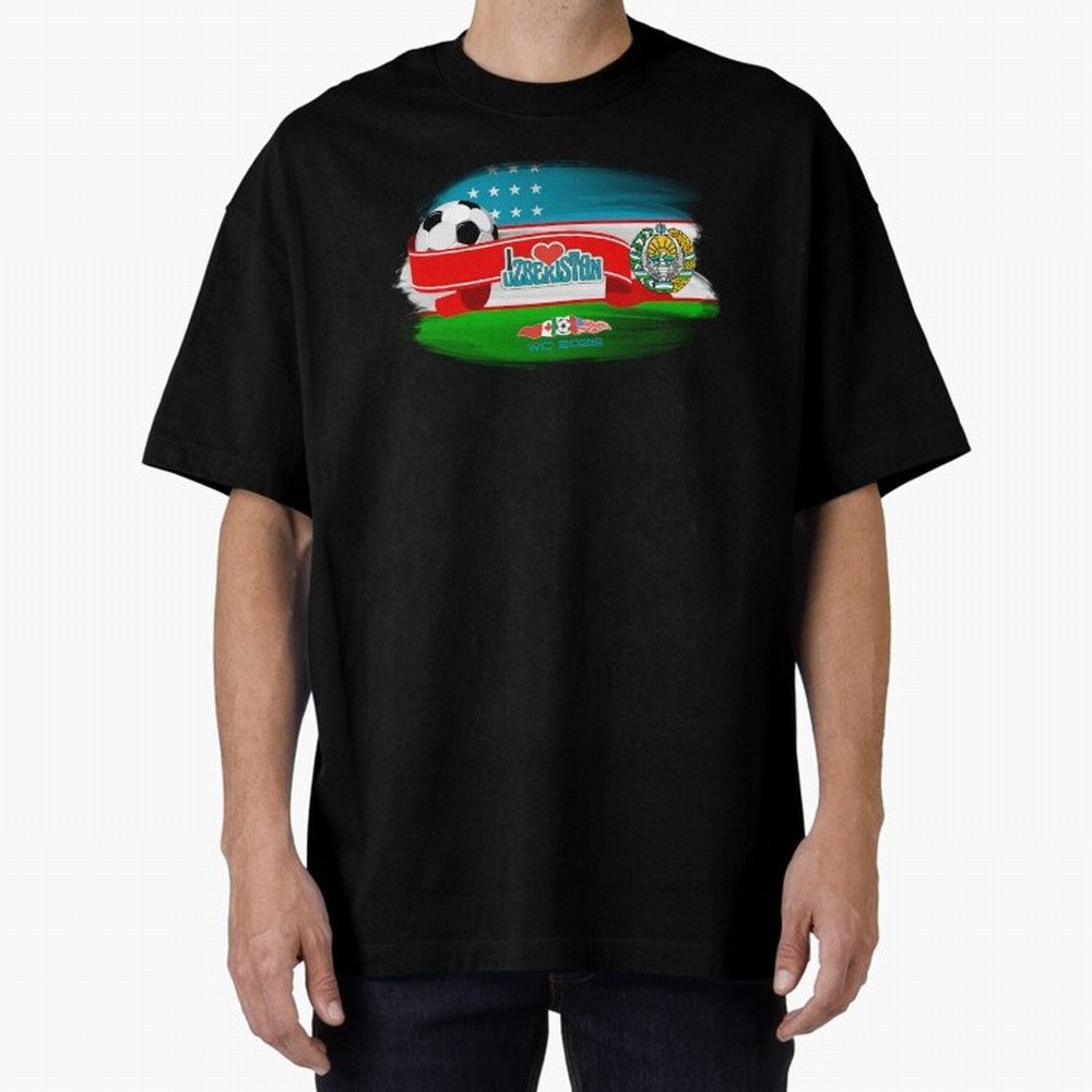 UzbekistanWC 2026 Oversized T-Shirt Celebrate the Magic of FIFA World Cup 2026 USA Canada Mexico Connected to Neymar, Haaland and Cristiano Ronaldo, Portugal, Spain and Germany Energy, Football History, Final Match Energy, Crowd Noise and Once in a