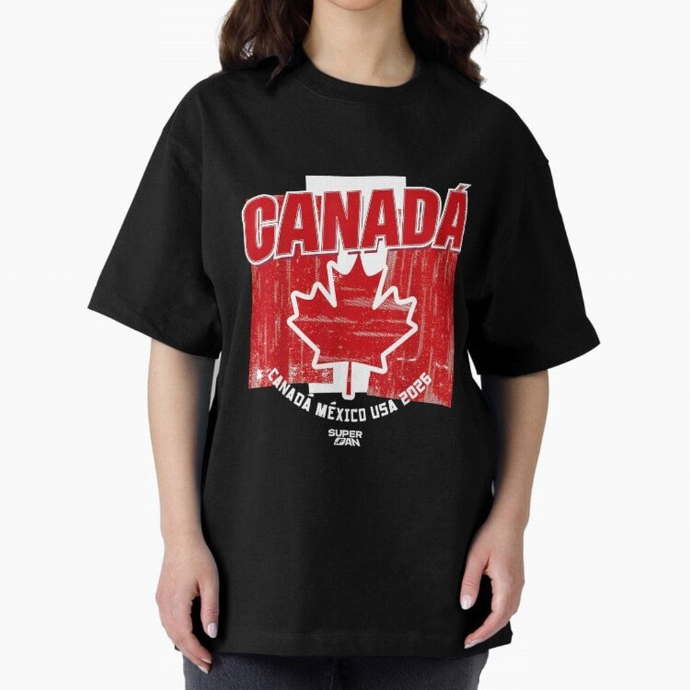 2026 Canada Soccer Fan World Cup Oversized T-Shirt Represent Global Football Passion for FIFA World Cup 2026 USA Canada Mexico, Centered on Haaland, Brazil, Worldwide Fan Energy, Dramatic Goals, Stadium Lights and Championship Celebrations; Ideal