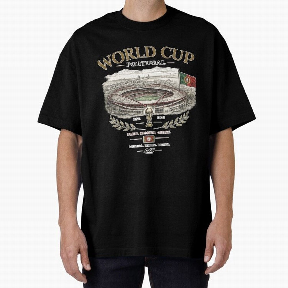 Portugal World Cup Estadio Da Luz Oversized T-Shirt Live the Energy of FIFA World Cup 2026 Group Stage Spirit, Connected to Germany, Messi, Neymar and Mbappe, Football History, Final Match Energy, Crowd Noise and Once in a Lifetime Moments; Created