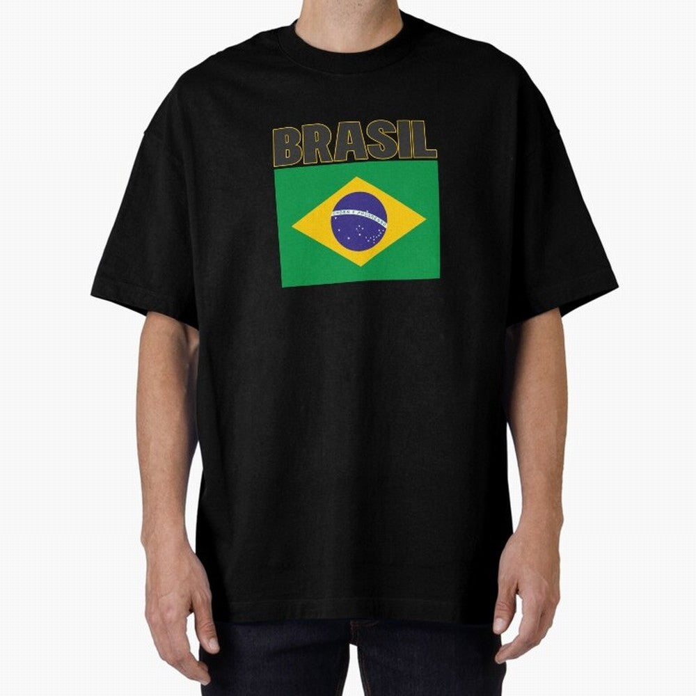 Brasil Flag Oversized T-Shirt Join Supporters Worldwide for FIFA World Cup 2026 for Fans of Messi, Neymar and Mbappe and Argentina, France and Brazil, Bringing Champion Mindset, Group Stage Buzz, Knockout Tension and Passionate Fan Culture; Created