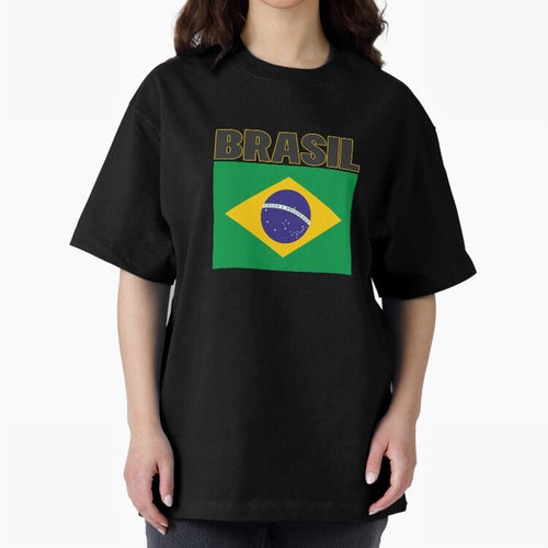 Brasil Flag Oversized T-Shirt Join Supporters Worldwide for FIFA World Cup 2026 for Fans of Messi, Neymar and Mbappe and Argentina, France and Brazil, Bringing Champion Mindset, Group Stage Buzz, Knockout Tension and Passionate Fan Culture; Created