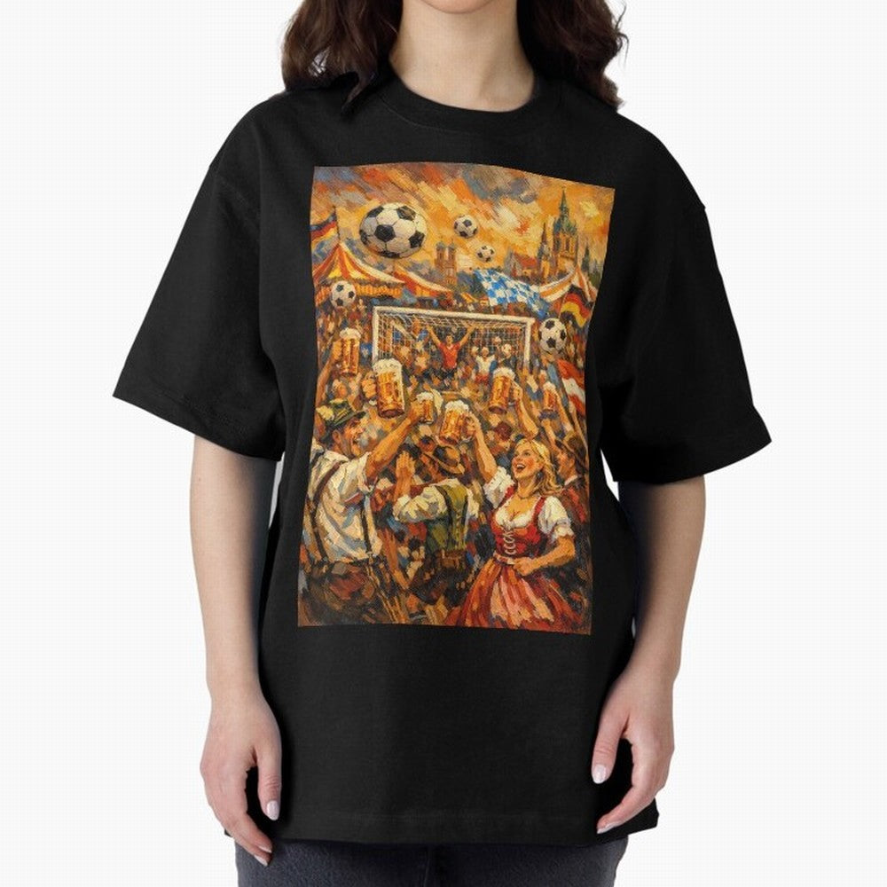 Festival Celebration with Soccer and Beer Oversized T-Shirt Show Love for Legendary Goals in the FIFA World Cup 2026 Group Stage Journey through Messi, CR7 and Mbappe Highlights, Argentina and Brazil Pride, Worldwide Fan Energy, Dramatic Goals,