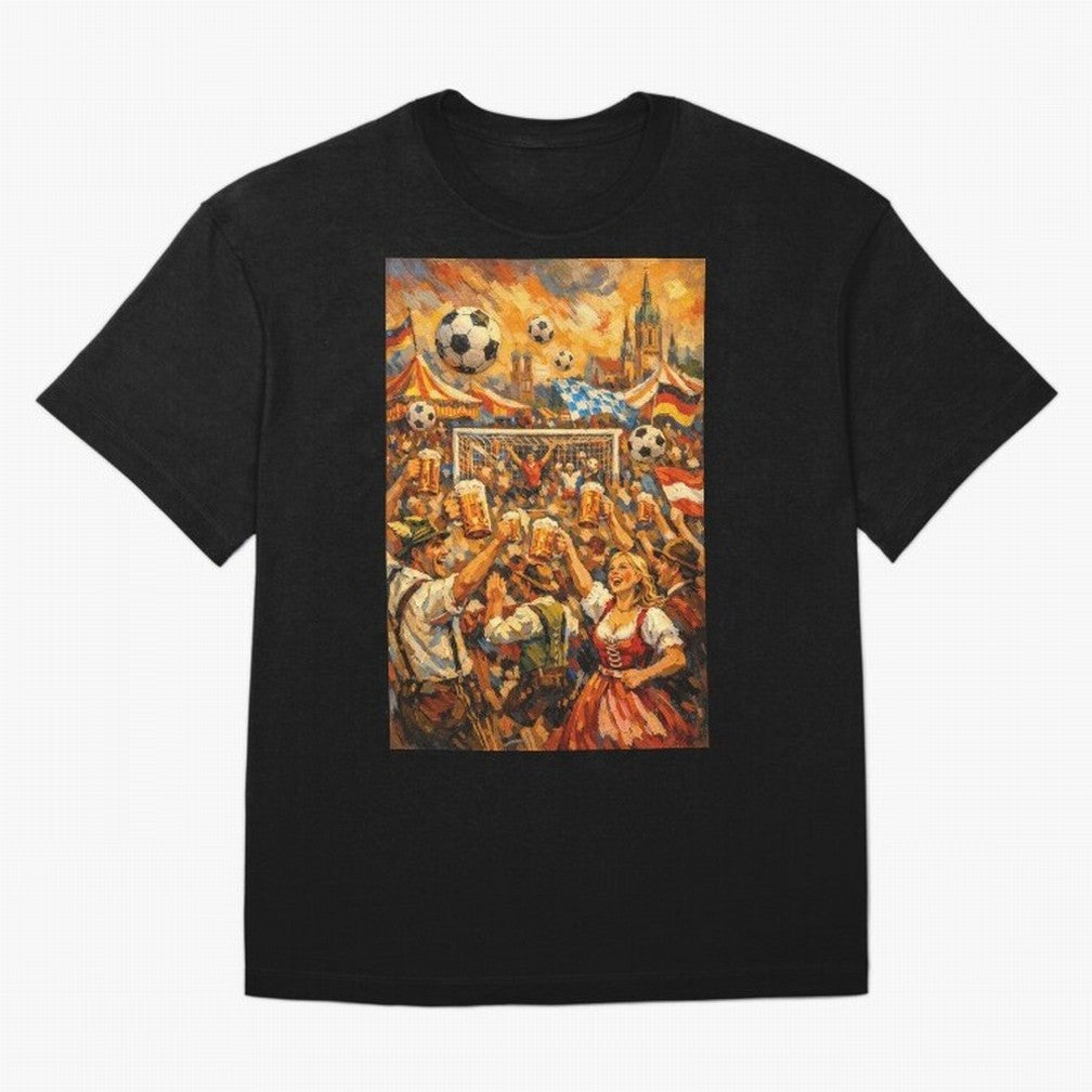 Festival Celebration with Soccer and Beer Oversized T-Shirt Show Love for Legendary Goals in the FIFA World Cup 2026 Group Stage Journey through Messi, CR7 and Mbappe Highlights, Argentina and Brazil Pride, Worldwide Fan Energy, Dramatic Goals,