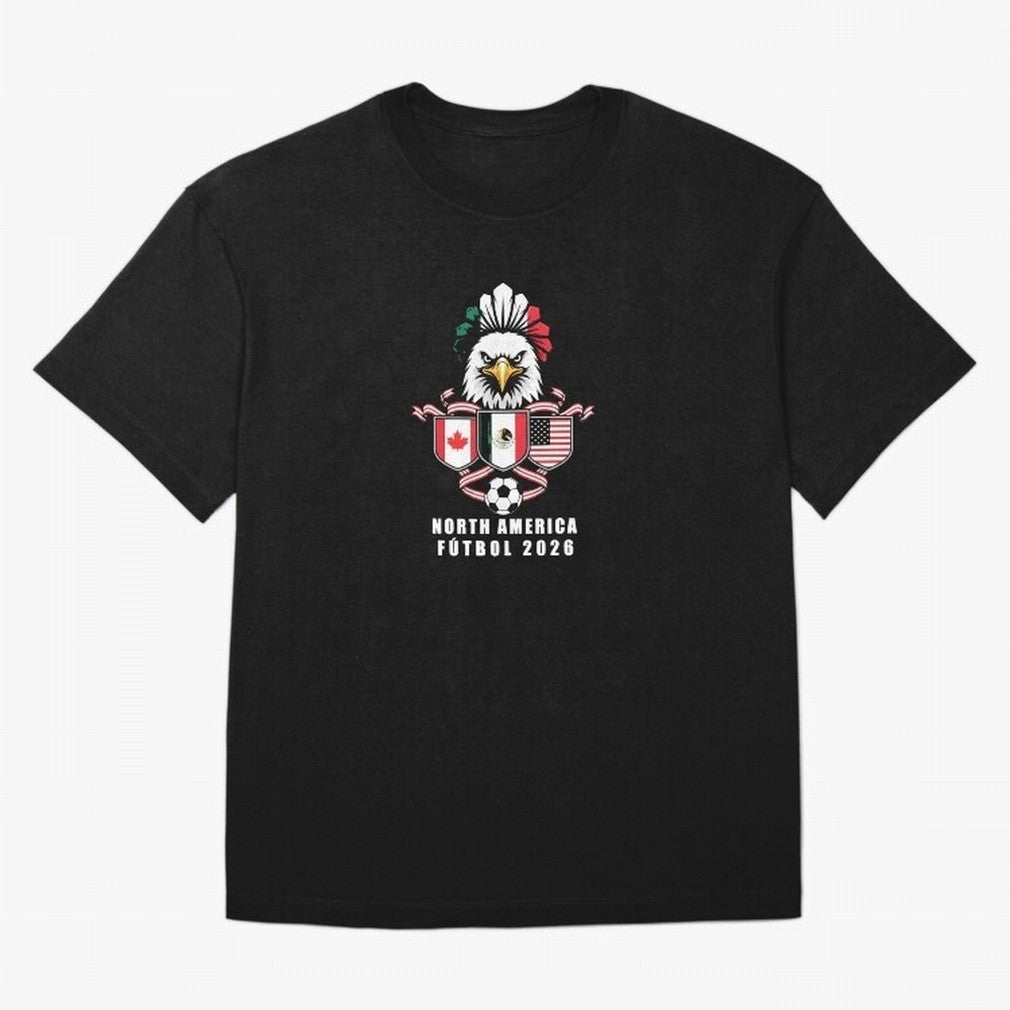 North America Football Spirit 2026 T-Shirt_82768088 Oversized T-Shirt Live for the Drama of FIFA World Cup 2026 USA Canada Mexico Spirit, Inspired by Argentina, France and Brazil, CR7 and Messi, Retro Football Energy, Iconic Rivalries, Trophy Chase