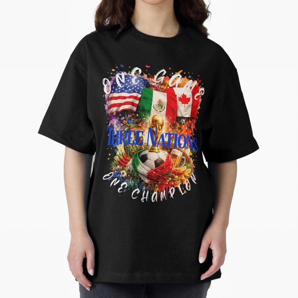 2026 World Cup Oversized T-Shirt Honor Football Greatness during Match Day Hype around FIFA World Cup 2026, CR7 and Messi, Portugal, Vintage Soccer Flavor, Modern Football Stars, National Flags and Final Night Emotion; Ideal for Football Dads,