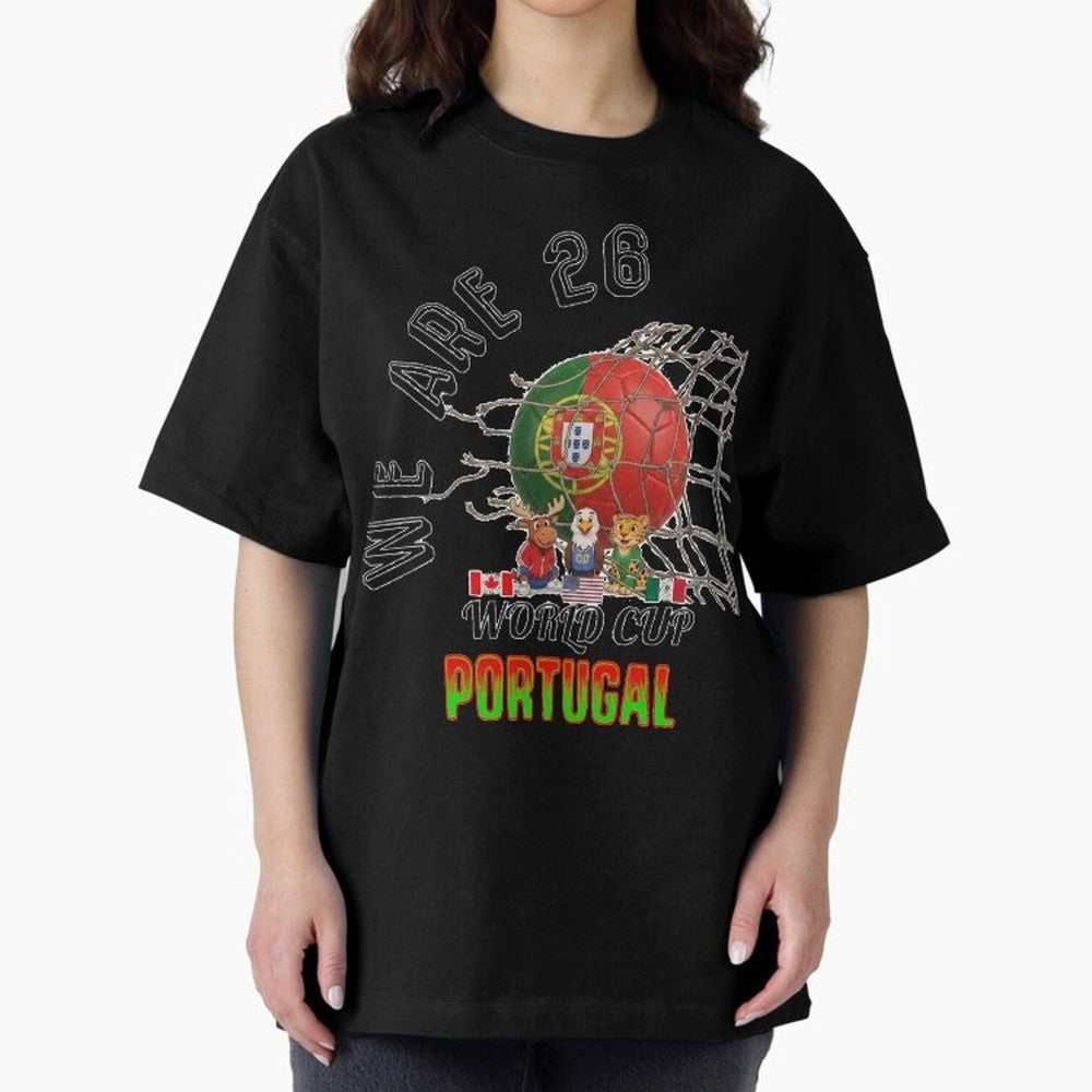World cup 26 - Portugal Oversized T-Shirt Support Iconic Players in FIFA World Cup 2026 Group Stage Celebrating Mbappe and Neymar, Argentina, France and Brazil Energy, Goal Celebration Energy, Supporter Heritage, Football Icons and Worldwide