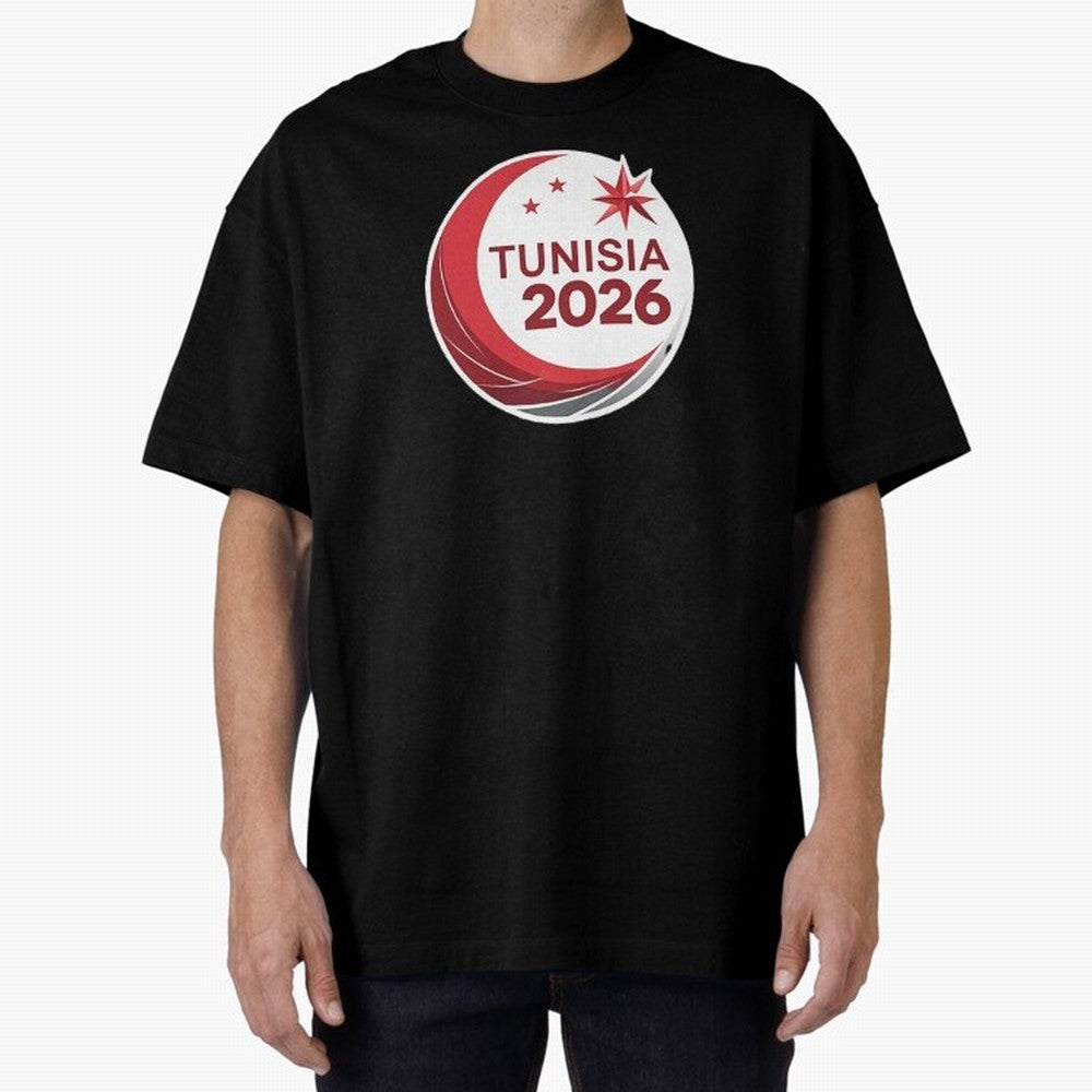 Tunisia 2026 Oversized T-Shirt Celebrate Soccer Greatness during FIFA World Cup 2026 Driven by Messi, England, France and Netherlands Energy, Football Festival Excitement, Trophy Ambitions, Country Rivalries and Star Player Buzz; Ideal for Fans Who