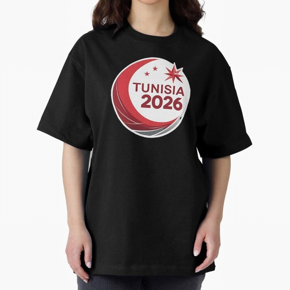 Tunisia 2026 Oversized T-Shirt Celebrate Soccer Greatness during FIFA World Cup 2026 Driven by Messi, England, France and Netherlands Energy, Football Festival Excitement, Trophy Ambitions, Country Rivalries and Star Player Buzz; Ideal for Fans Who