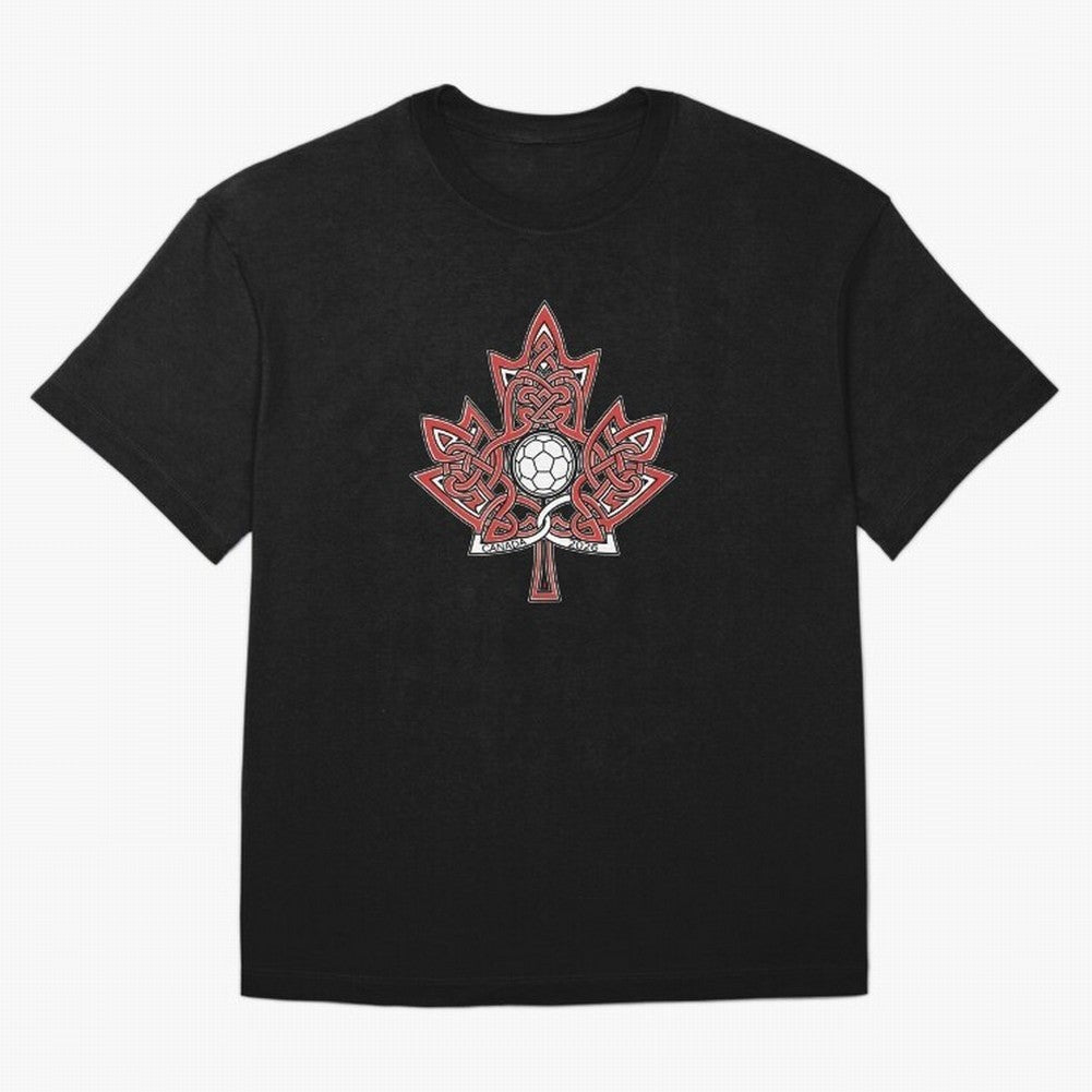 Interwoven Maple Leaf Canada Soccer 2026 T-Shirt_83135197 Oversized T-Shirt Celebrate Football Heritage in the FIFA World Cup 2026 Group Stage Journey through Haaland and Mbappe Highlights, Portugal, Spain and Germany Pride, Stadium Memories,