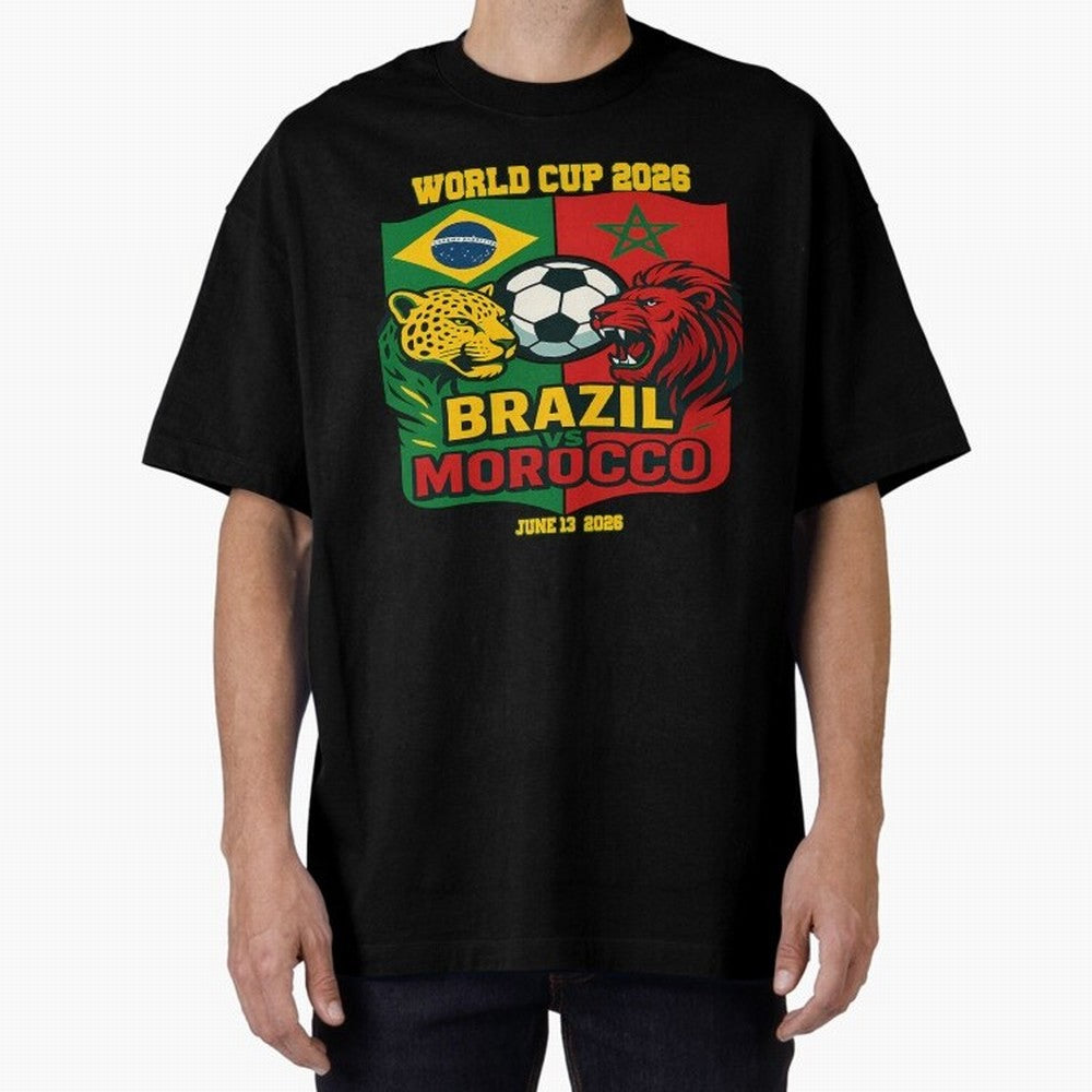 Brazil Vs Morocco June 13 2026 World Cup Soccer We Are Morocco Oversized T-Shirt Show Support during Global Football Passion for FIFA World Cup 2026 USA Canada Mexico, Driven by Mbappe, Portugal, Supporter Pride, Iconic Celebrations, Legendary