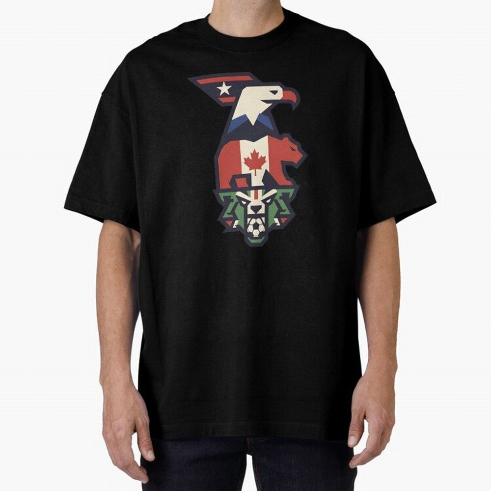 USA Canada Mexico World Cup 2026 Host Nations Oversized T-Shirt Fuel FIFA World Cup 2026 Group Stage Inspired by Haaland and Mbappe, Brazil Energy, Championship Spirit, Famous Goals, Roaring Crowds and International Football Unity; Great for