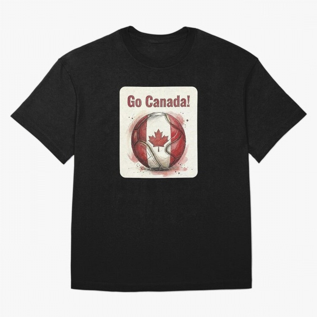 Go Canada Soccer Ball Flag | Canadian Football Fan Graphic Tee Oversized T-Shirt Honor the FIFA World Cup 2026 Journey through Haaland Highlights, England, France and Netherlands Pride, Football Passion, Legendary Performances, Festival Vibes and