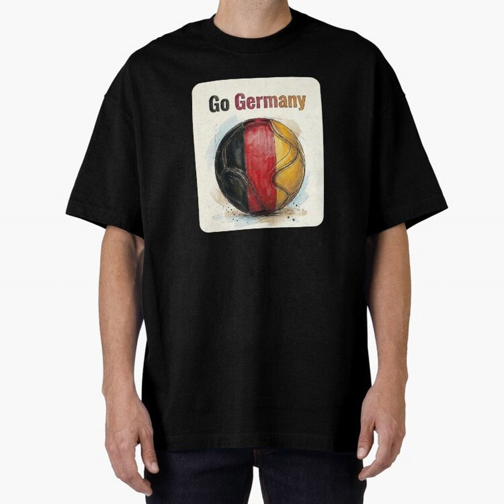 Go Germany Soccer Ball Flag | German Football Fan Graphic Tee Oversized T-Shirt Make Game Day About the FIFA World Cup 2026 Journey through Cristiano Ronaldo, Haaland and CR7 Highlights, England, France and Netherlands Pride, Champion Mindset,