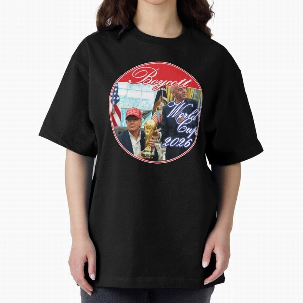 Boycott World Cup 2026 Oversized T-Shirt Feel Global Football Passion for FIFA World Cup 2026 USA Canada Mexico, Driven by Cristiano Ronaldo, Haaland and CR7, Brazil, Champion Mindset, Group Stage Buzz, Knockout Tension and Passionate Fan Culture;