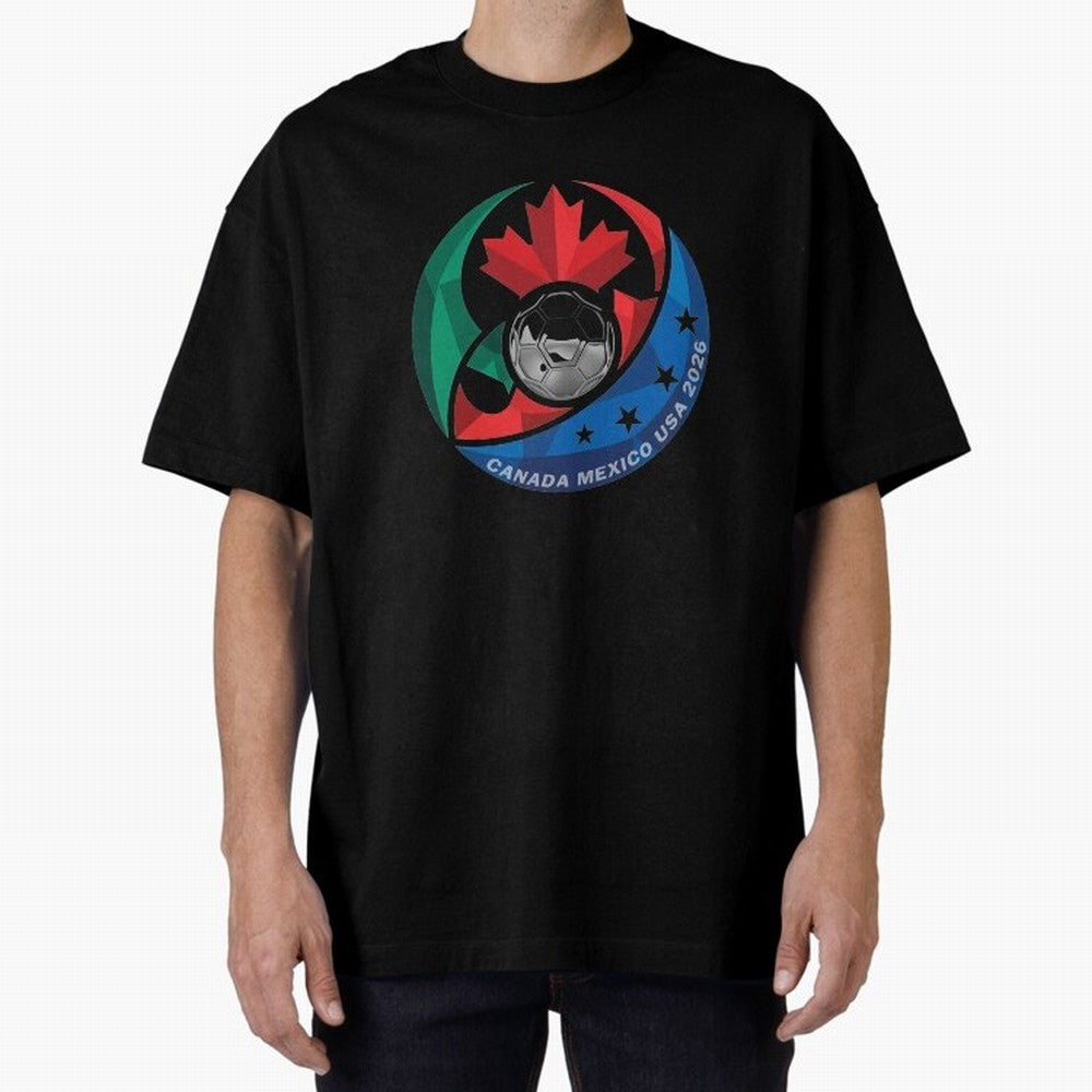 Canada Mexico USA 2026 Round Soccer Emblem Cup T-Shirt_83488590 Oversized T-Shirt Show Your Tournament Heart for the FIFA World Cup 2026 Journey through Messi, CR7 and Mbappe Highlights, Brazil, Portugal and Argentina Pride, Worldwide Fan Energy,