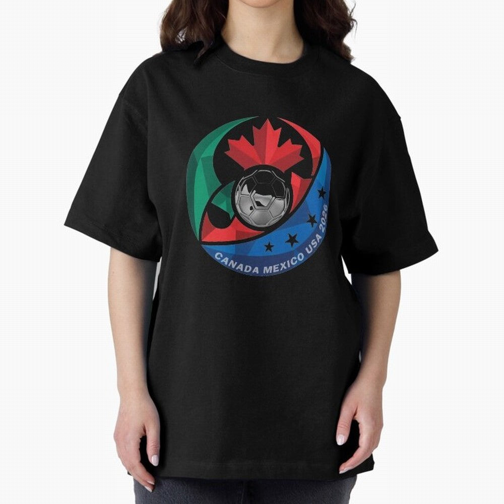 Canada Mexico USA 2026 Round Soccer Emblem Cup T-Shirt_83488590 Oversized T-Shirt Show Your Tournament Heart for the FIFA World Cup 2026 Journey through Messi, CR7 and Mbappe Highlights, Brazil, Portugal and Argentina Pride, Worldwide Fan Energy,