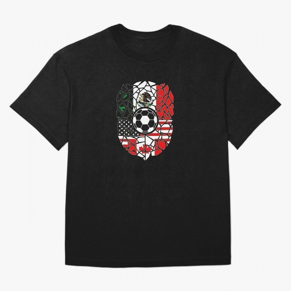 Mosaic Soccer Crest USA Canada Mexico Unity 2026 T-Shirt_82794688 Oversized T-Shirt Honor FIFA World Cup 2026 USA Canada Mexico Spirit, Celebrating England, France and Netherlands, Mbappe and Neymar, Goal Celebration Energy, Supporter Heritage,