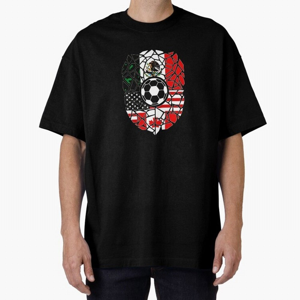Mosaic Soccer Crest USA Canada Mexico Unity 2026 T-Shirt_82794688 Oversized T-Shirt Enjoy FIFA World Cup 2026 Group Stage Spirit, Celebrating France, Cristiano Ronaldo, Haaland and CR7, Soccer Culture, Superstar Moments, National Team Dreams and