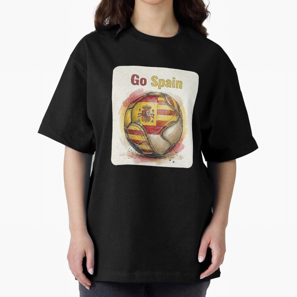 Go Spain Soccer Ball Flag | Canadian Football Fan Graphic Tee Oversized T-Shirt Bring Bold Fan Energy to the FIFA World Cup 2026 Journey through Messi, CR7 and Mbappe Highlights, France Pride, Football History, Final Match Energy, Crowd Noise and