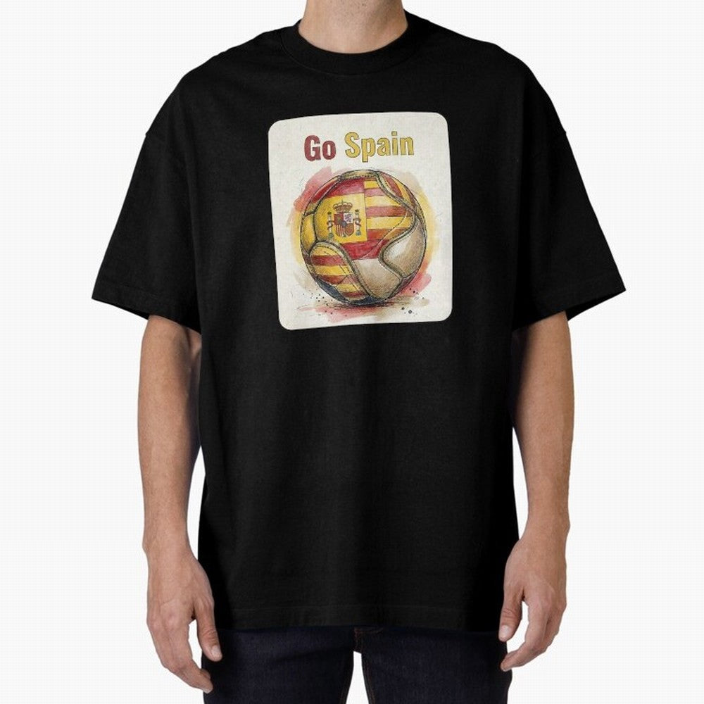 Go Spain Soccer Ball Flag | Canadian Football Fan Graphic Tee Oversized T-Shirt Bring Bold Fan Energy to the FIFA World Cup 2026 Journey through Messi, CR7 and Mbappe Highlights, France Pride, Football History, Final Match Energy, Crowd Noise and