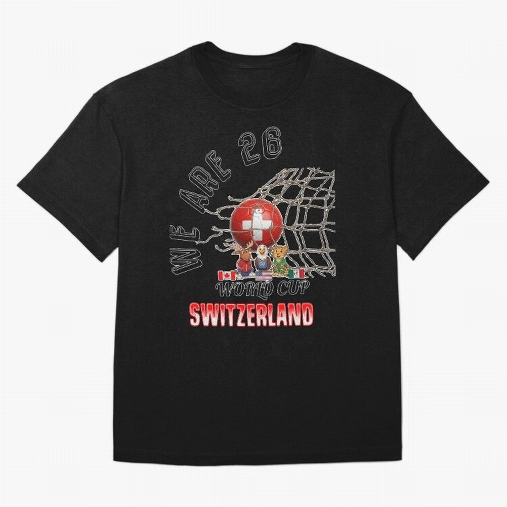 World cup 26 - Switzerland Oversized T-Shirt Join FIFA World Cup 2026 Group Stage Highlighting Messi, Portugal, Spain and Germany Energy, Fan Favorite Moments, National Team Passion, Big Match Drama and Soccer History; Perfect for Supporters Who
