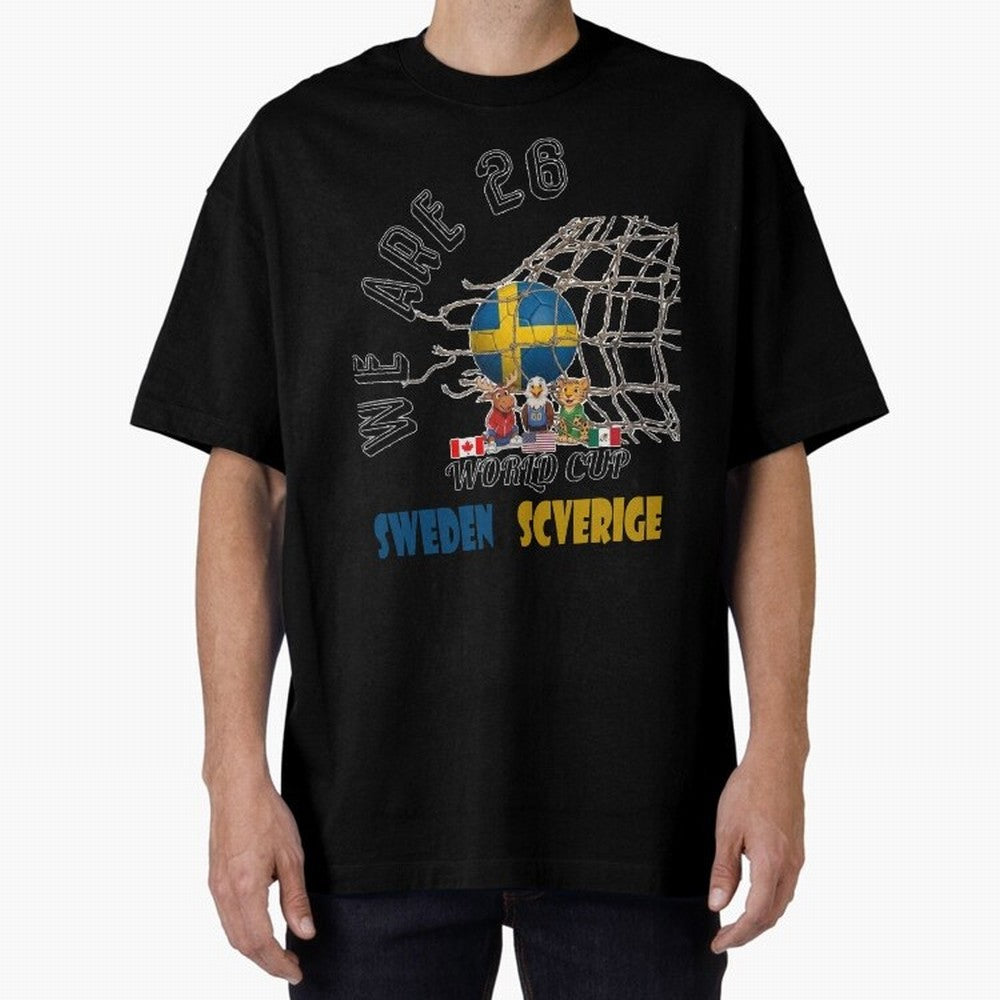 World cup 26 - Sweden Oversized T-Shirt Fuel Your Fan Pride for FIFA World Cup 2026 Spirit, Capturing France, Cristiano Ronaldo, Retro Football Energy, Iconic Rivalries, Trophy Chase Drama and Stadium Atmosphere; Great for Watch Parties, Sports