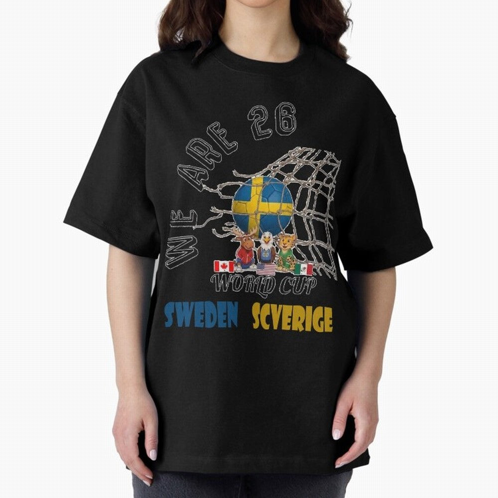 World cup 26 - Sweden Oversized T-Shirt Fuel Your Fan Pride for FIFA World Cup 2026 Spirit, Capturing France, Cristiano Ronaldo, Retro Football Energy, Iconic Rivalries, Trophy Chase Drama and Stadium Atmosphere; Great for Watch Parties, Sports