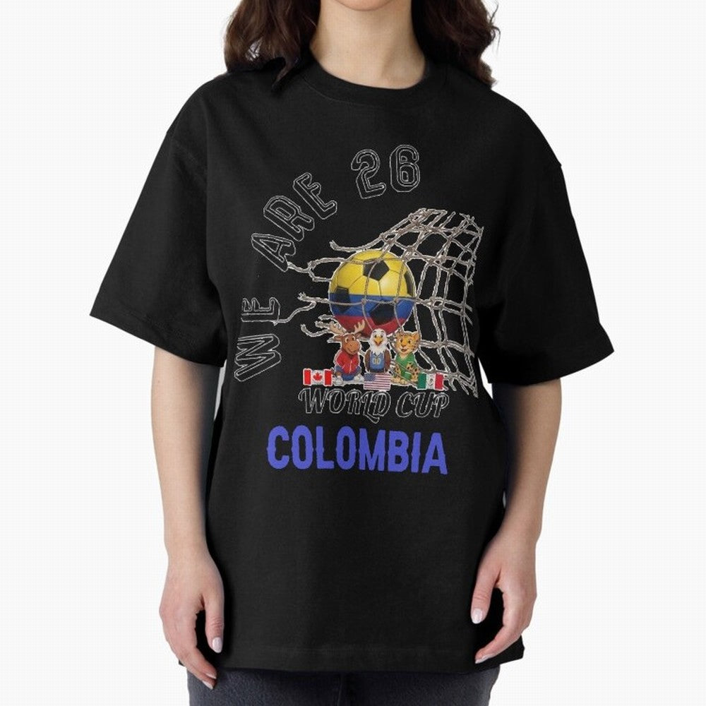 World cup 26 - Colombia Oversized T-Shirt Bring a Champion Mindset to Global Football Passion for FIFA World Cup 2026 USA Canada Mexico, Inspired by CR7, England and Germany, Championship Spirit, Famous Goals, Roaring Crowds and International