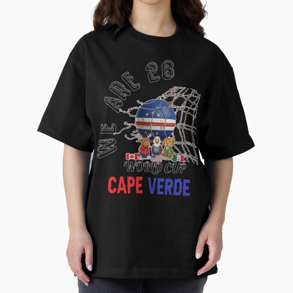 World cup 26 - Cape Verde Oversized T-Shirt Capture FIFA World Cup 2026 Group Stage Connected to Neymar, Argentina, France and Brazil Energy, Worldwide Fan Energy, Dramatic Goals, Stadium Lights and Championship Celebrations; Ideal for Passionate