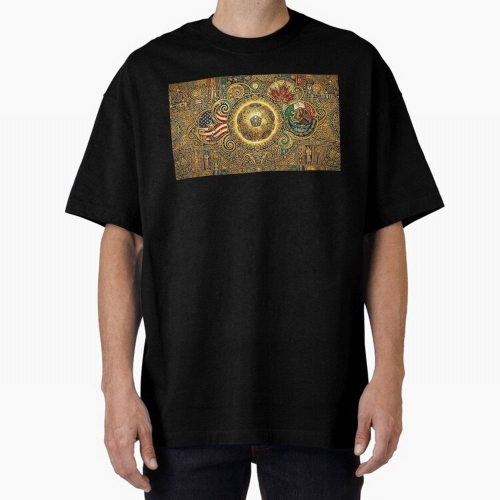 Ornate Soccer Emblem with Flags Oversized T-Shirt Feel the Heartbeat of Match Day Hype around FIFA World Cup 2026, Haaland, Netherlands, Football History, Final Match Energy, Crowd Noise and Once in a Lifetime Moments; Created for Match Day