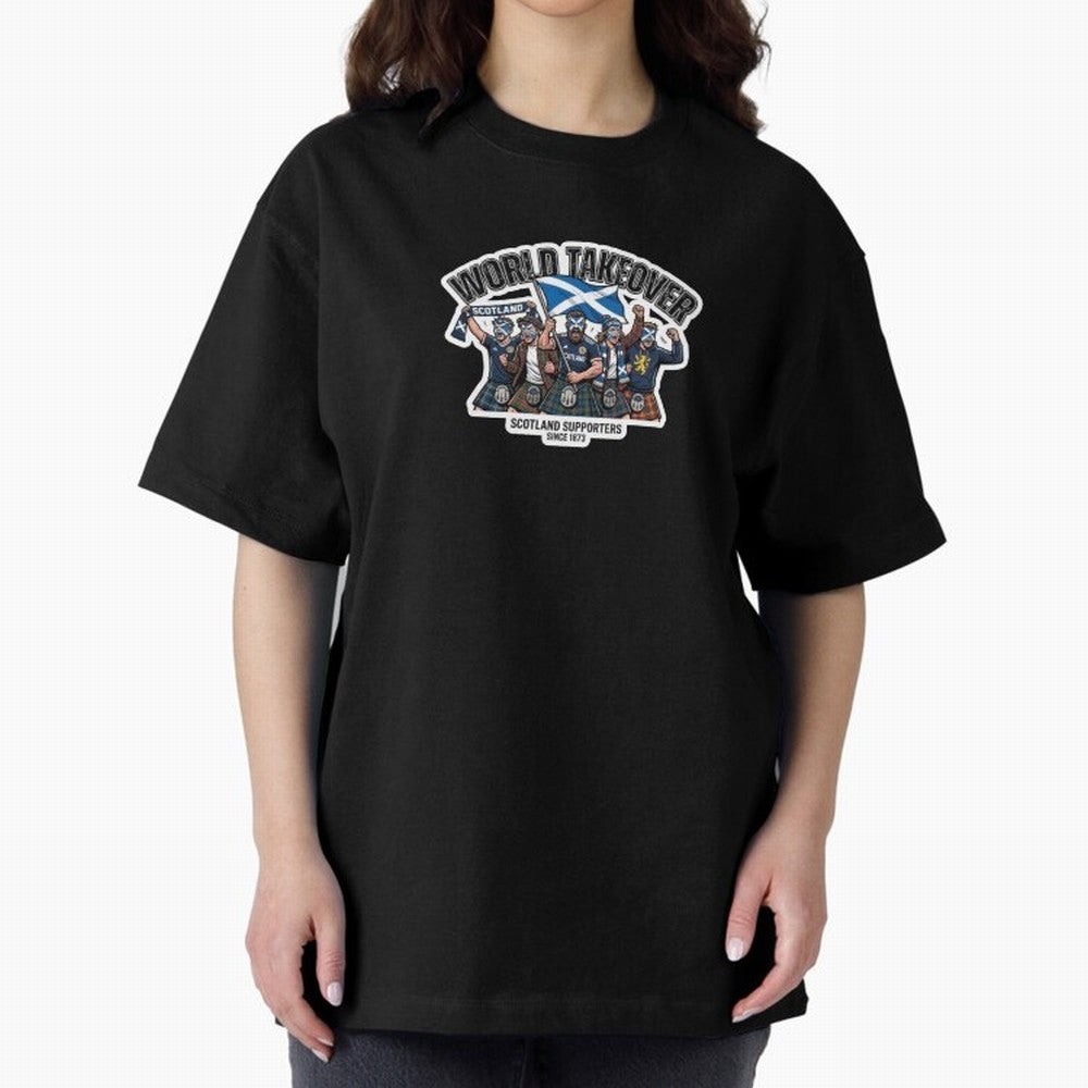 Scotland Soccer Fans Tartan Power Sticker 2026 Football Supporters Oversized T-Shirt Show Passion for the Stars of FIFA World Cup 2026 Group Stage for Fans of Neymar and France, Bringing Champion Mindset, Group Stage Buzz, Knockout Tension and