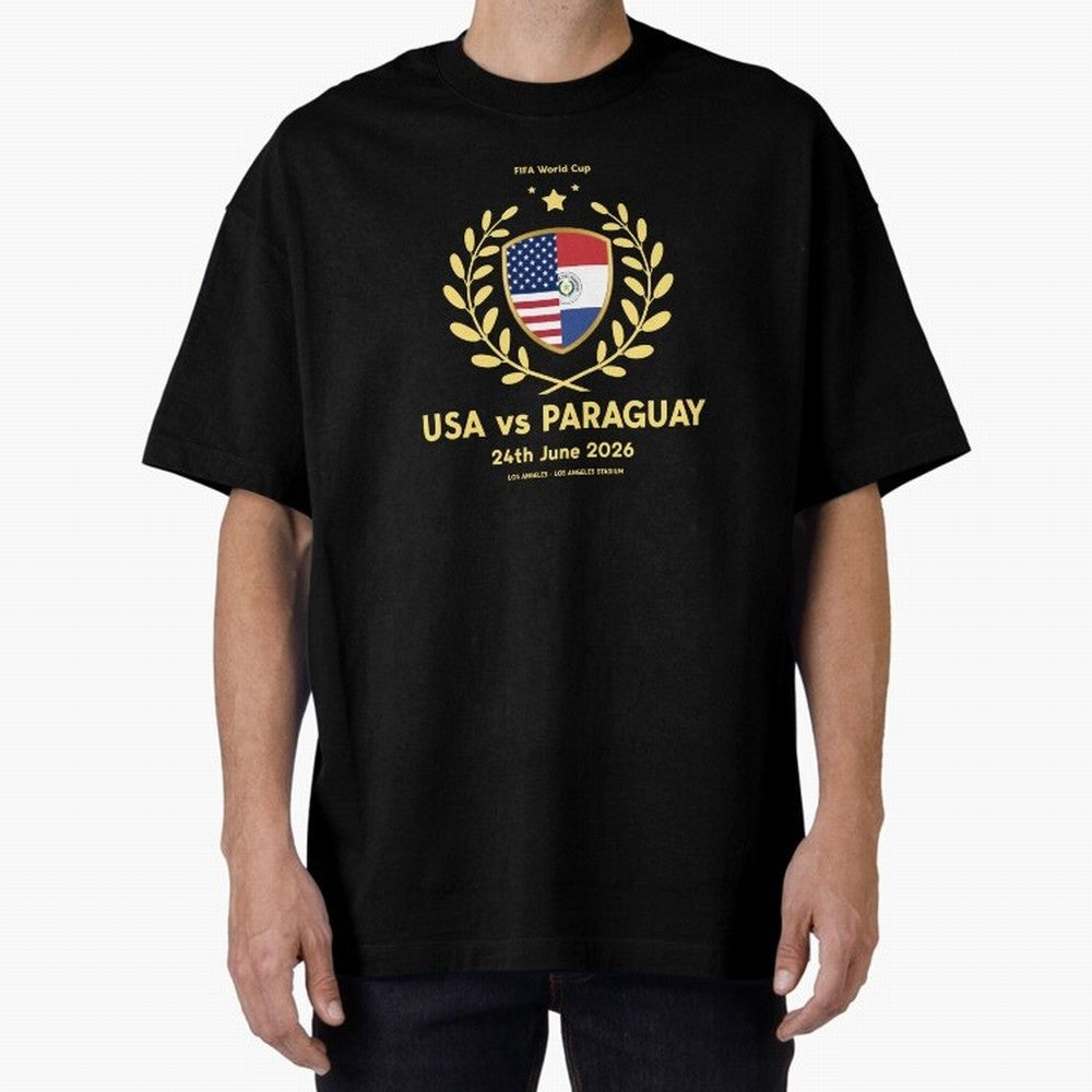 Copy of FIFA World Cup - USA v Paraguay Oversized T-Shirt Bring Retro Soccer Energy to FIFA World Cup 2026 USA Canada Mexico Inspired by Messi and Cristiano Ronaldo, Brazil Energy, Football Passion, Legendary Performances, Festival Vibes and