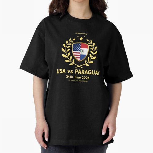 Copy of FIFA World Cup - USA v Paraguay Oversized T-Shirt Bring Retro Soccer Energy to FIFA World Cup 2026 USA Canada Mexico Inspired by Messi and Cristiano Ronaldo, Brazil Energy, Football Passion, Legendary Performances, Festival Vibes and