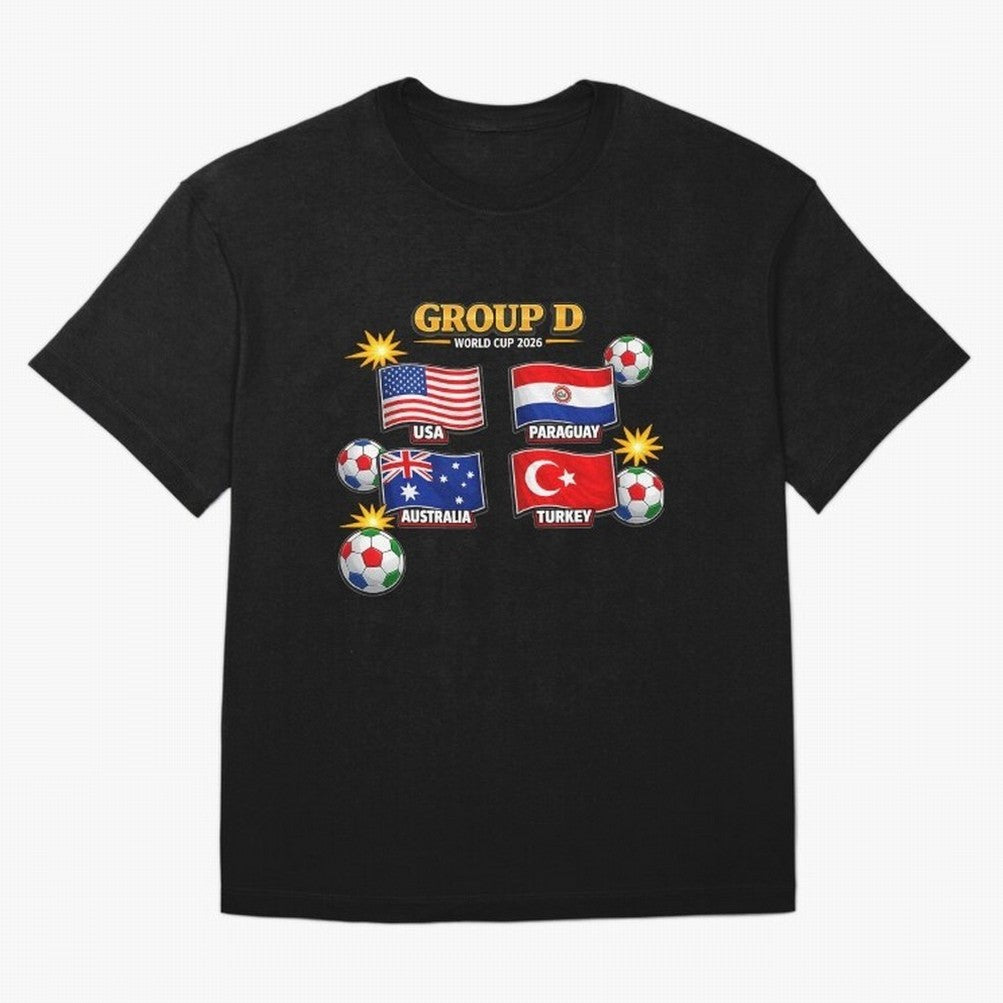 Group?D?¨C?World?Cup?2026?Flags Oversized T-Shirt Spotlight FIFA World Cup 2026 Group Stage for Fans of Mbappe and Portugal, Bringing Stadium Memories, Football Loyalty, International Chants and Championship Tradition; Made for Die Hard Supporters,