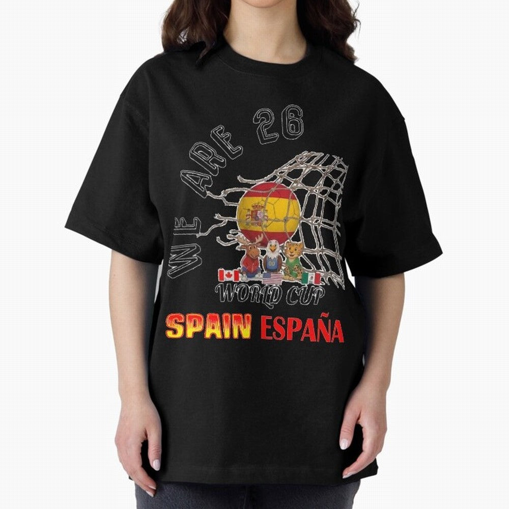 World cup 26 - Spain Oversized T-Shirt Bring Match Day Fire to Match Day Hype around FIFA World Cup 2026 Group Stage, Messi, CR7 and Mbappe, France, Football History, Final Match Energy, Crowd Noise and Once in a Lifetime Moments; Ideal for