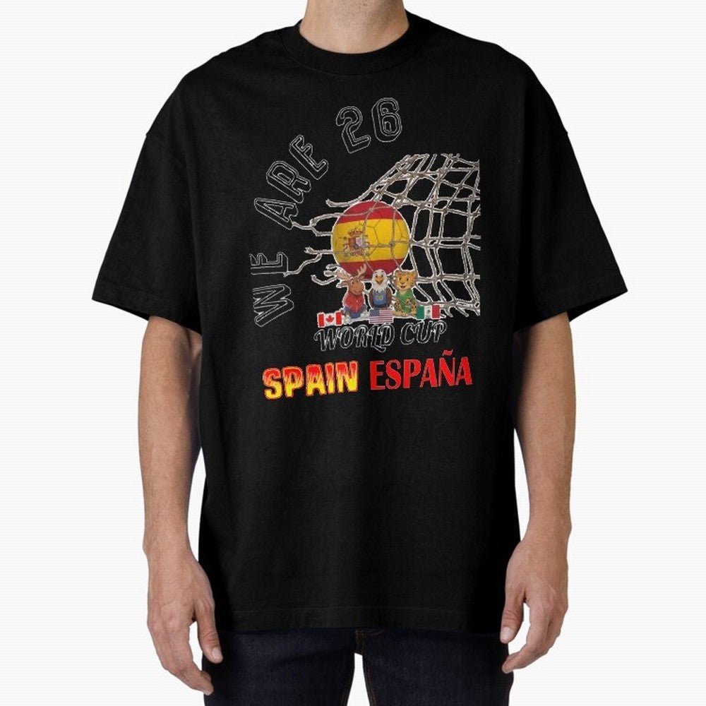 World cup 26 - Spain Oversized T-Shirt Bring Match Day Fire to Match Day Hype around FIFA World Cup 2026 Group Stage, Messi, CR7 and Mbappe, France, Football History, Final Match Energy, Crowd Noise and Once in a Lifetime Moments; Ideal for