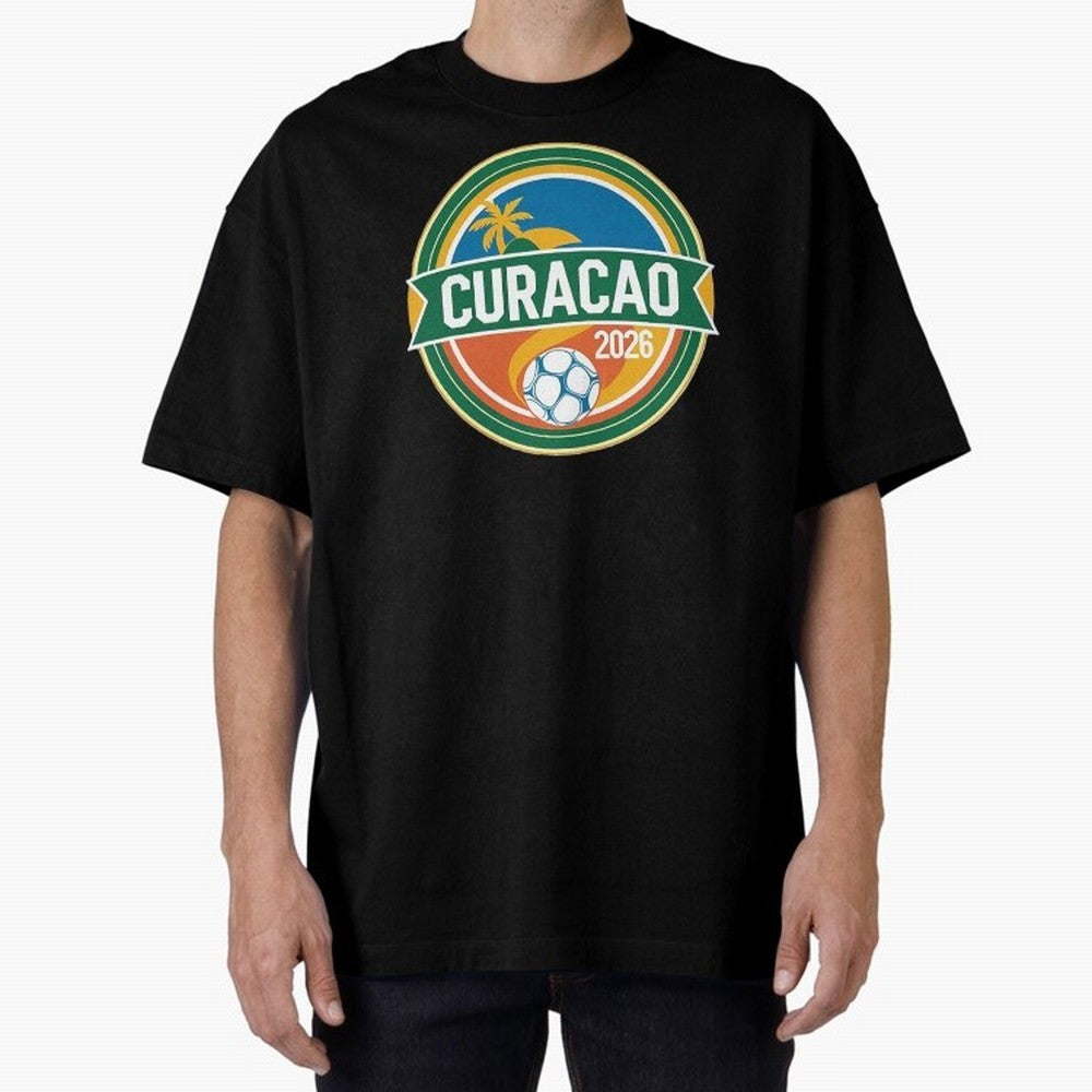 Curacao WC 2026 Oversized T-Shirt Show Up for the Glory of Match Day Hype around FIFA World Cup 2026 Group Stage, Haaland and Mbappe, Brazil, Championship Spirit, Famous Goals, Roaring Crowds and International Football Unity; Ideal for Fans Who