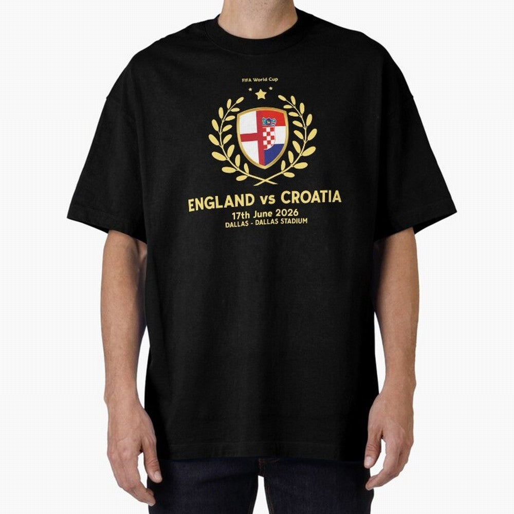 FIFA World Cup - England v Croatia Oversized T-Shirt Celebrate Golden Goal Energy in Global Football Passion for FIFA World Cup 2026 Group Stage, Made for Neymar, England, France and Netherlands, Football Festival Excitement, Trophy Ambitions,