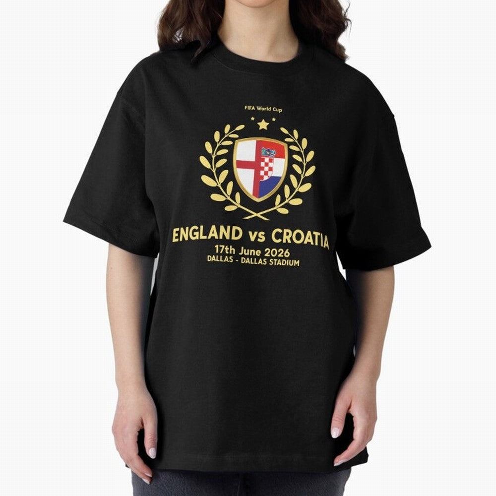 FIFA World Cup - England v Croatia Oversized T-Shirt Celebrate Golden Goal Energy in Global Football Passion for FIFA World Cup 2026 Group Stage, Made for Neymar, England, France and Netherlands, Football Festival Excitement, Trophy Ambitions,