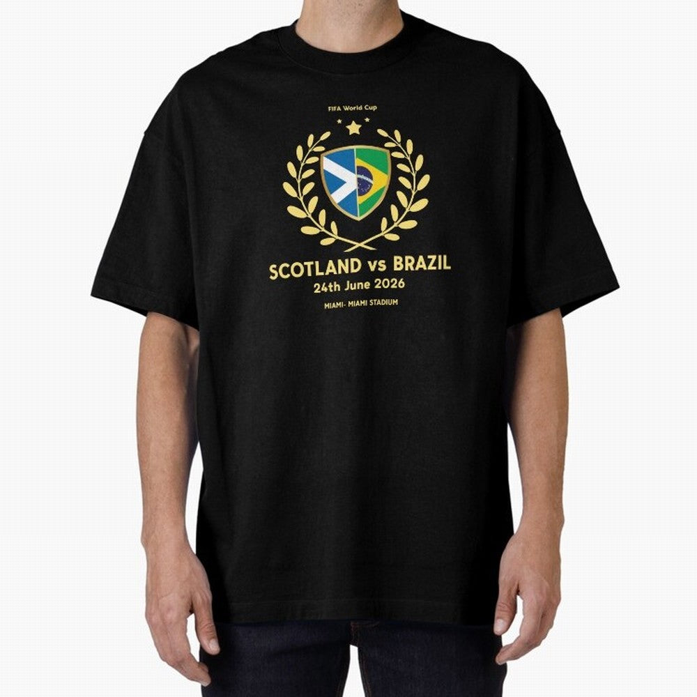 FIFA World Cup - Scotland v Brazil Oversized T-Shirt Feel the FIFA World Cup 2026 Journey through CR7 Highlights, Argentina and Brazil Pride, Retro Football Energy, Iconic Rivalries, Trophy Chase Drama and Stadium Atmosphere; Ideal for Football
