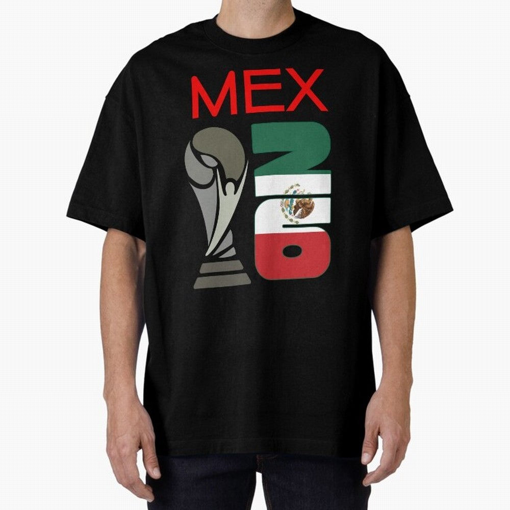 Mexico 2026 Soccer World Cup Trophy Mexican Flag Design Oversized T-Shirt Get Ready for the FIFA World Cup 2026 Group Stage Journey through Cristiano Ronaldo, Haaland and CR7 Highlights, France Pride, Vintage Soccer Flavor, Modern Football Stars,
