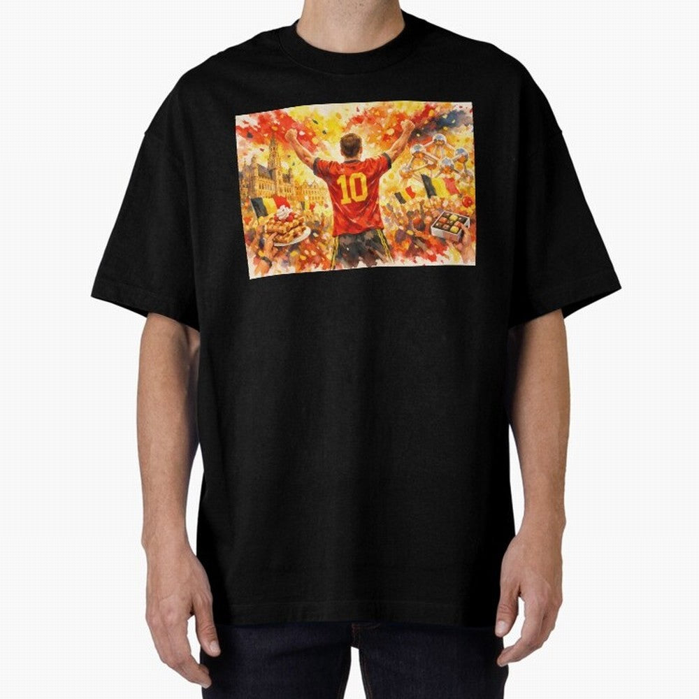 Belgian Celebration with Atomium Belgium Soccer Vibes Oversized T-Shirt Celebrate Football Heritage in FIFA World Cup 2026 for Fans of Mbappe and Germany, Bringing Stadium Memories, Football Loyalty, International Chants and Championship Tradition;