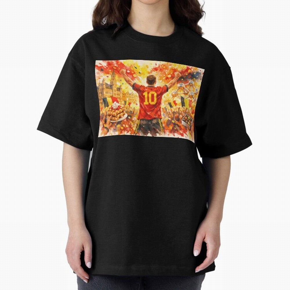 Belgian Celebration with Atomium Belgium Soccer Vibes Oversized T-Shirt Celebrate Football Heritage in FIFA World Cup 2026 for Fans of Mbappe and Germany, Bringing Stadium Memories, Football Loyalty, International Chants and Championship Tradition;