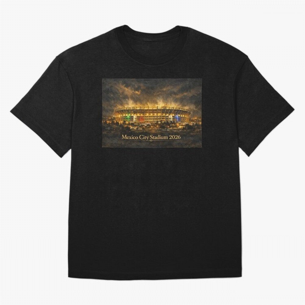 Mexico City Stadium at Night Oversized T-Shirt Spotlight FIFA World Cup 2026 USA Canada Mexico Spirit, Made for Argentina and Brazil, Neymar, Worldwide Fan Energy, Dramatic Goals, Stadium Lights and Championship Celebrations; Perfect for Supporters
