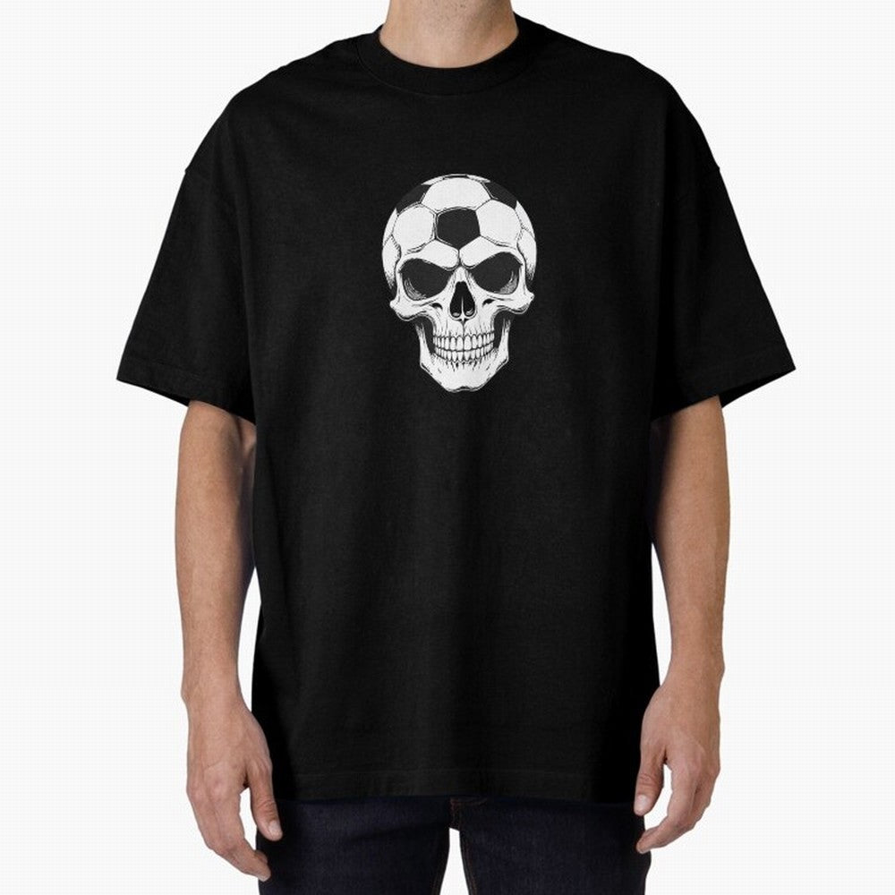 Soccer Skull in Goal Net - Dark Soccer Death Goal Oversized T-Shirt Elevate FIFA World Cup 2026 Group Stage for Fans of Neymar, Haaland and Cristiano Ronaldo and Argentina and Brazil, Bringing Worldwide Fan Energy, Dramatic Goals, Stadium Lights