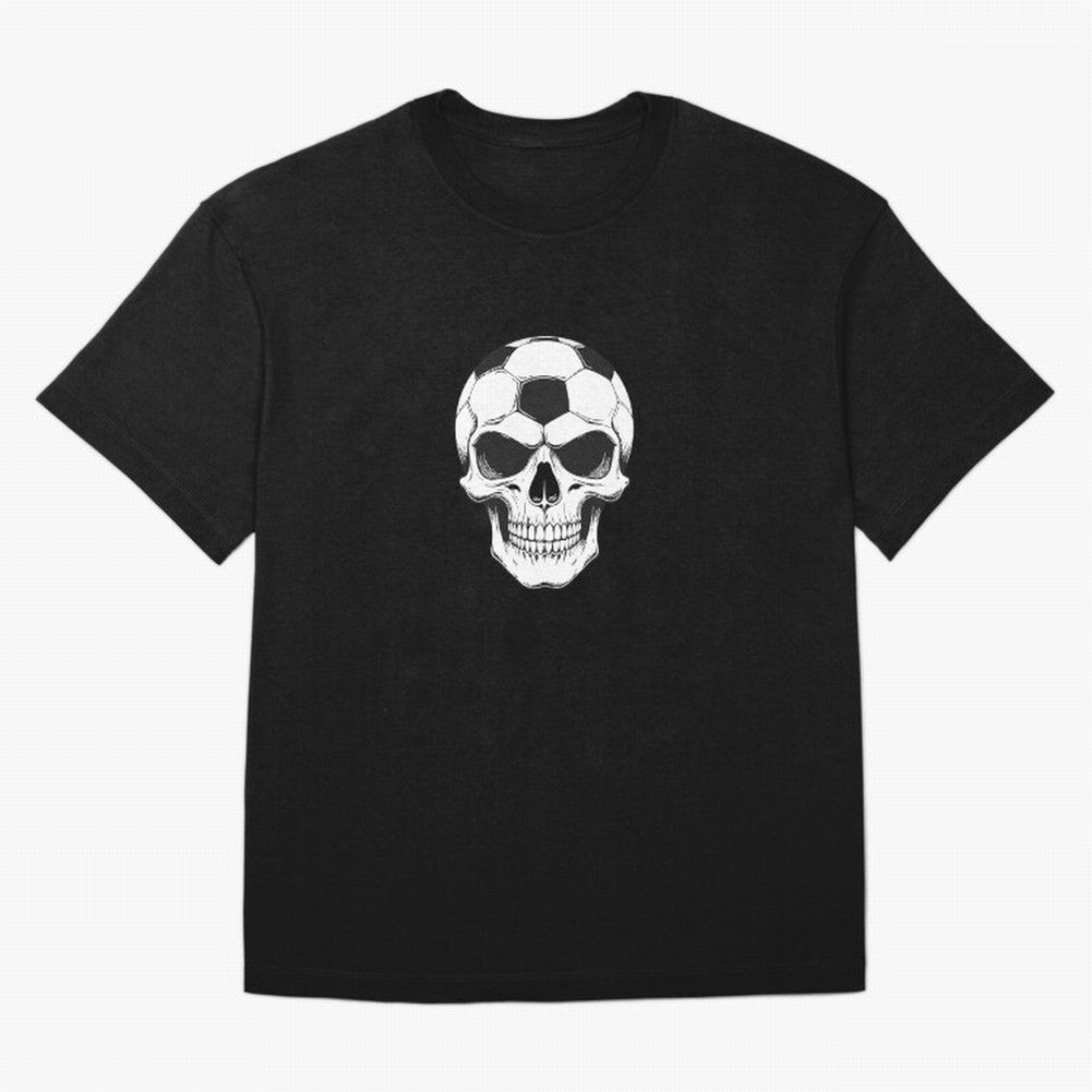Soccer Skull in Goal Net - Dark Soccer Death Goal Oversized T-Shirt Elevate FIFA World Cup 2026 Group Stage for Fans of Neymar, Haaland and Cristiano Ronaldo and Argentina and Brazil, Bringing Worldwide Fan Energy, Dramatic Goals, Stadium Lights