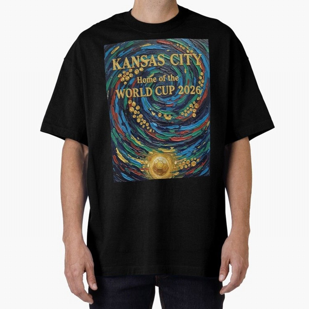 Kansas City Home of the World Cup 2026 Soccer Fan ¡ª Moody Jewel Art Print Oversized T-Shirt Capture FIFA World Cup 2026 Group Stage for Fans of CR7 and Messi and Portugal, Bringing Game Day Rituals, Football Legends, Country Pride and the Road to