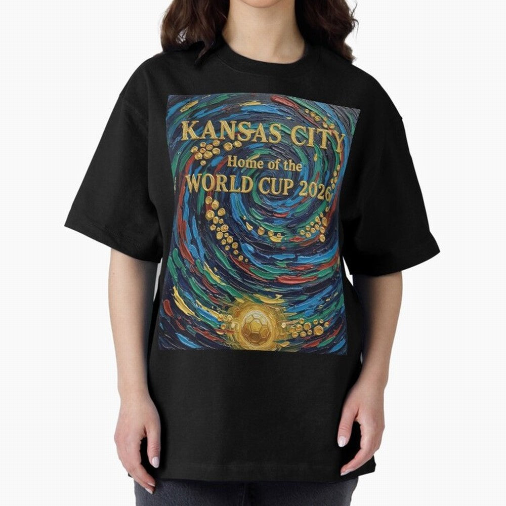 Kansas City Home of the World Cup 2026 Soccer Fan ¡ª Moody Jewel Art Print Oversized T-Shirt Capture FIFA World Cup 2026 Group Stage for Fans of CR7 and Messi and Portugal, Bringing Game Day Rituals, Football Legends, Country Pride and the Road to