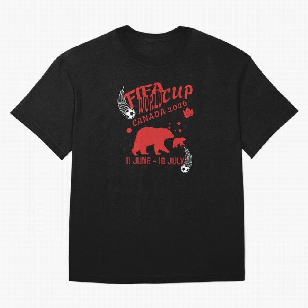 FIFA World Cup Canada 2026 Bear Maple Leaf - Football Canadian Design Oversized T-Shirt Represent the Passion of Global Football Passion for FIFA World Cup 2026 USA Canada Mexico, Built around Mbappe and Neymar, England and Germany, Sports